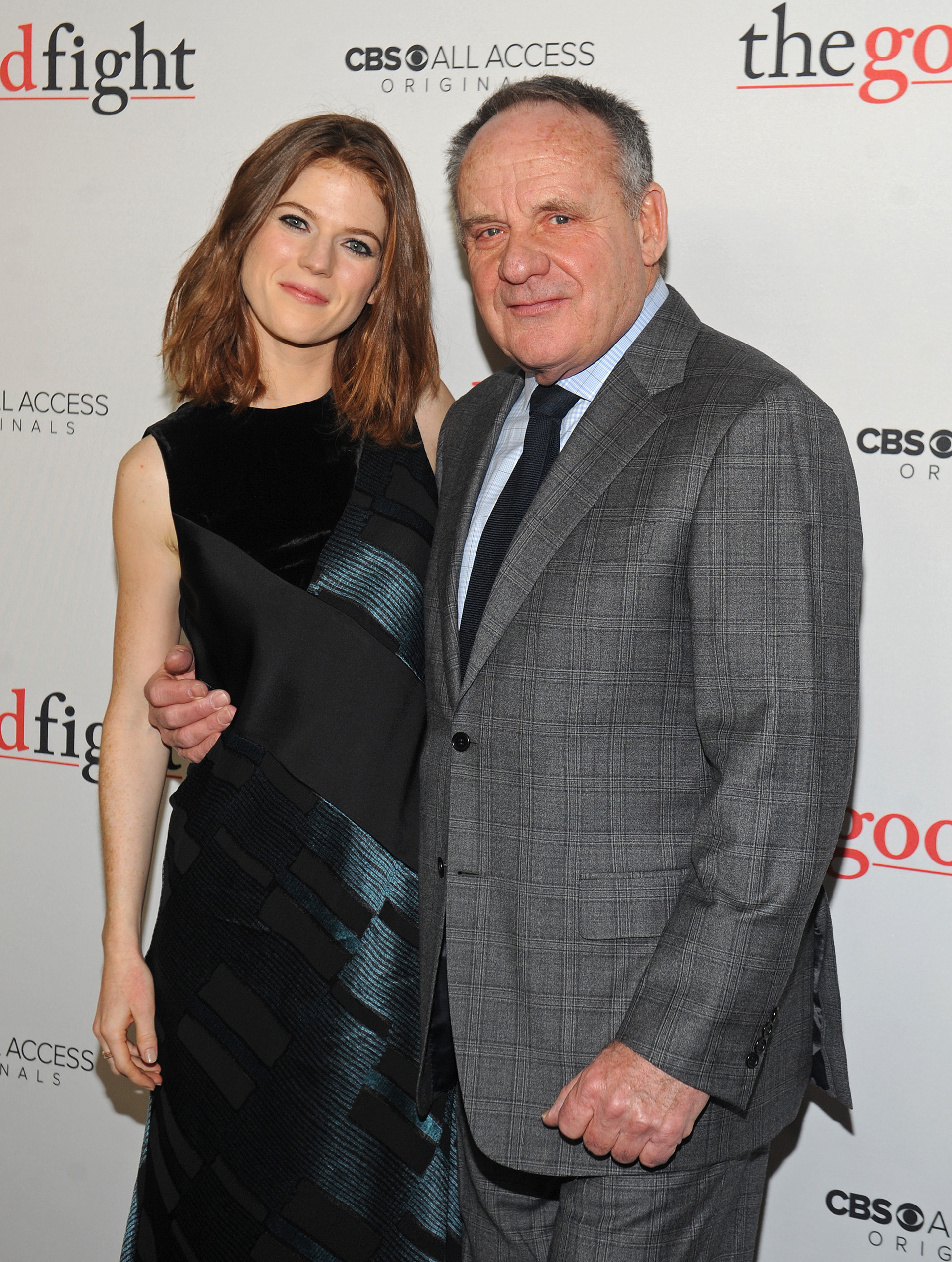 Rose Leslie and her on-screen father, Paul Guilfoyle, pose together before the premiere.