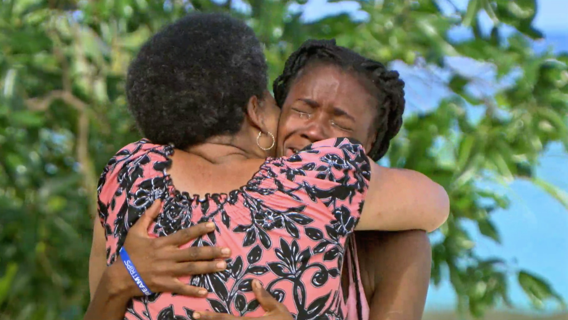 Season 34: Michaela Bradshaw cries as she hugs her mother.